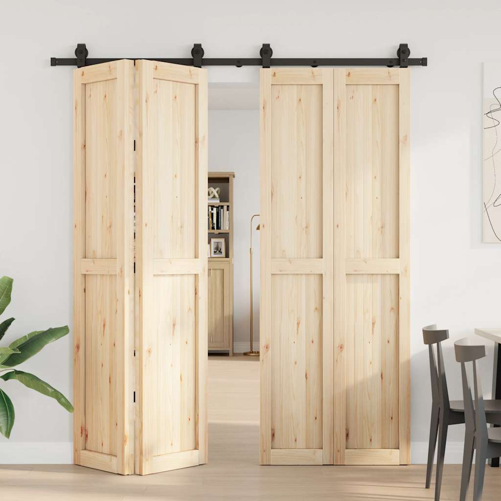 Kit di Binari per Porte Scorrevoli 200 cm Acciaio Nero