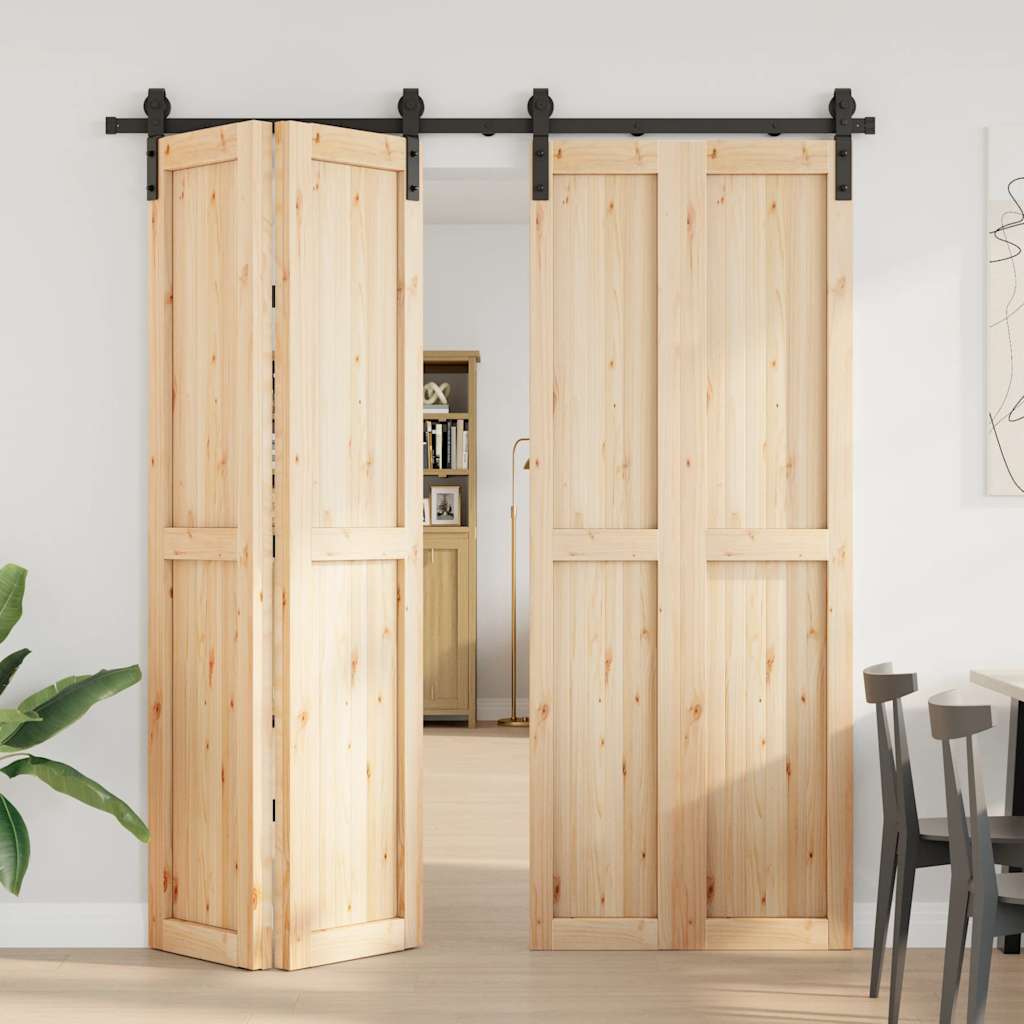 Kit di Binari per Porte Scorrevoli 200 cm Acciaio Nero