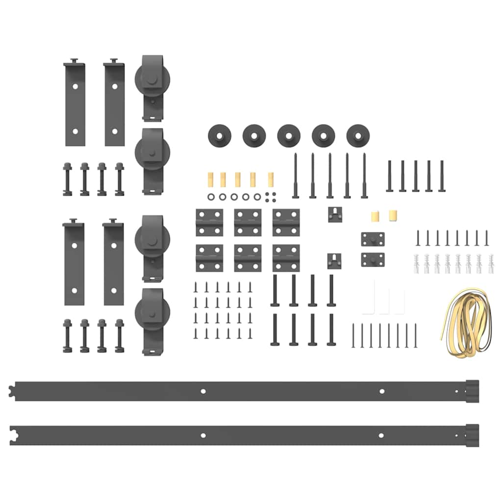 Kit di Binari per Porte Scorrevoli 200 cm Acciaio Nero