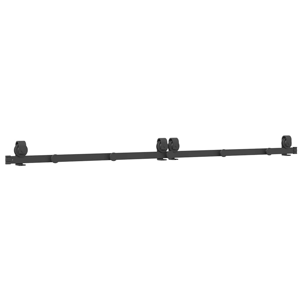 Kit di Binari per Porte Scorrevoli 200 cm Acciaio Nero