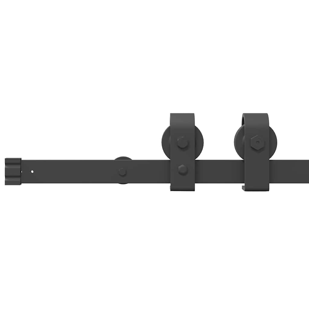 Kit di Binari per Porte Scorrevoli 200 cm Acciaio Nero