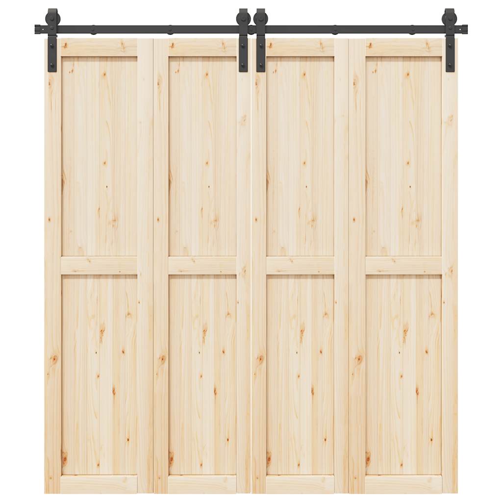 Kit di Binari per Porte Scorrevoli 200 cm Acciaio Nero