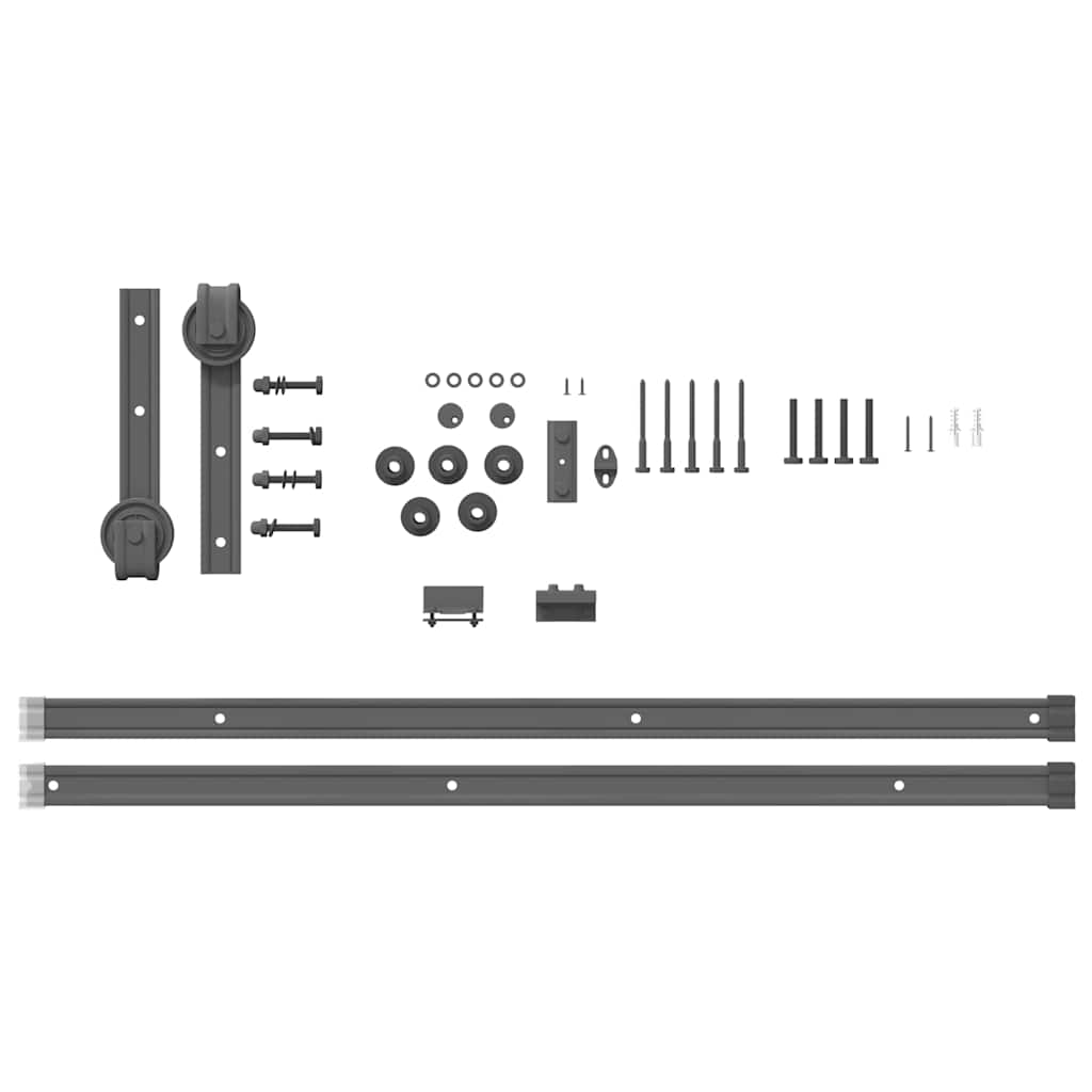 Kit di Binari per Porte Scorrevoli 200 cm Acciaio Nero