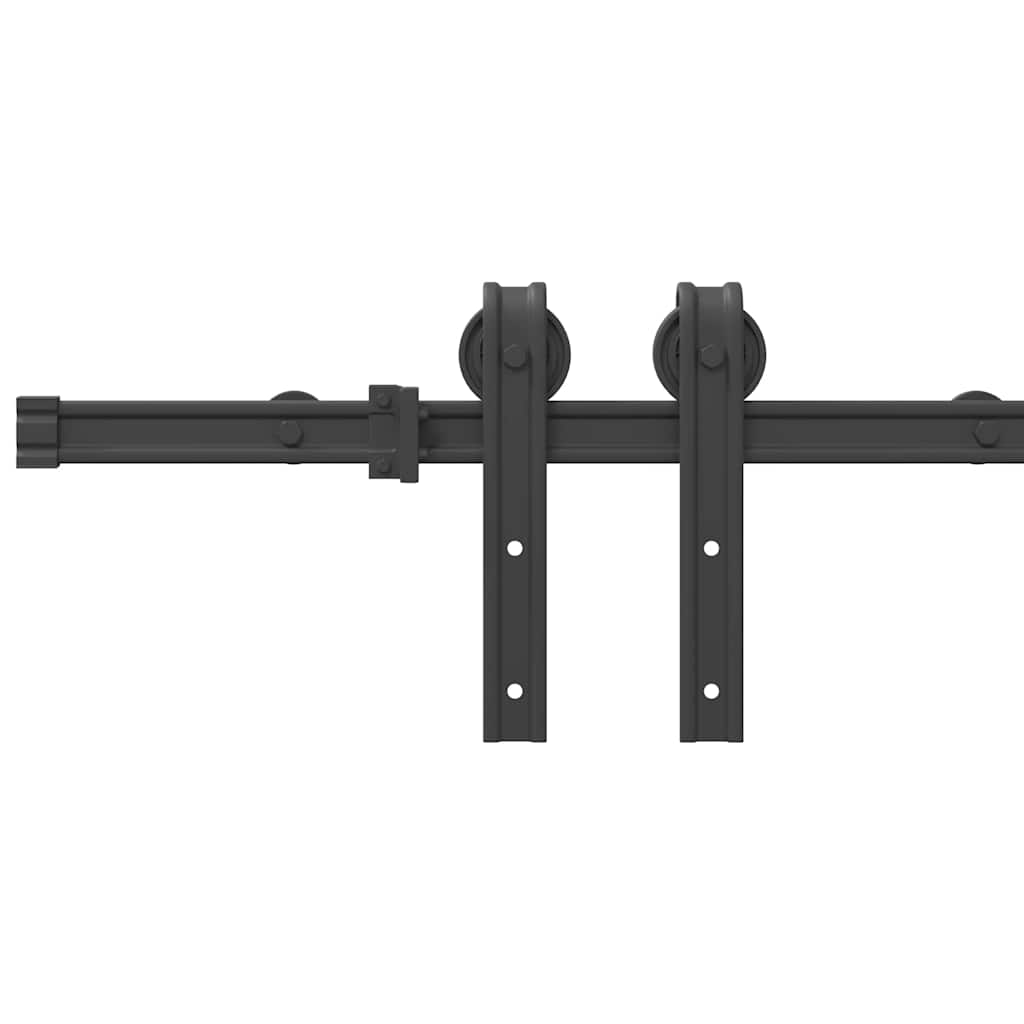 Kit di Binari per Porte Scorrevoli 200 cm Acciaio Nero