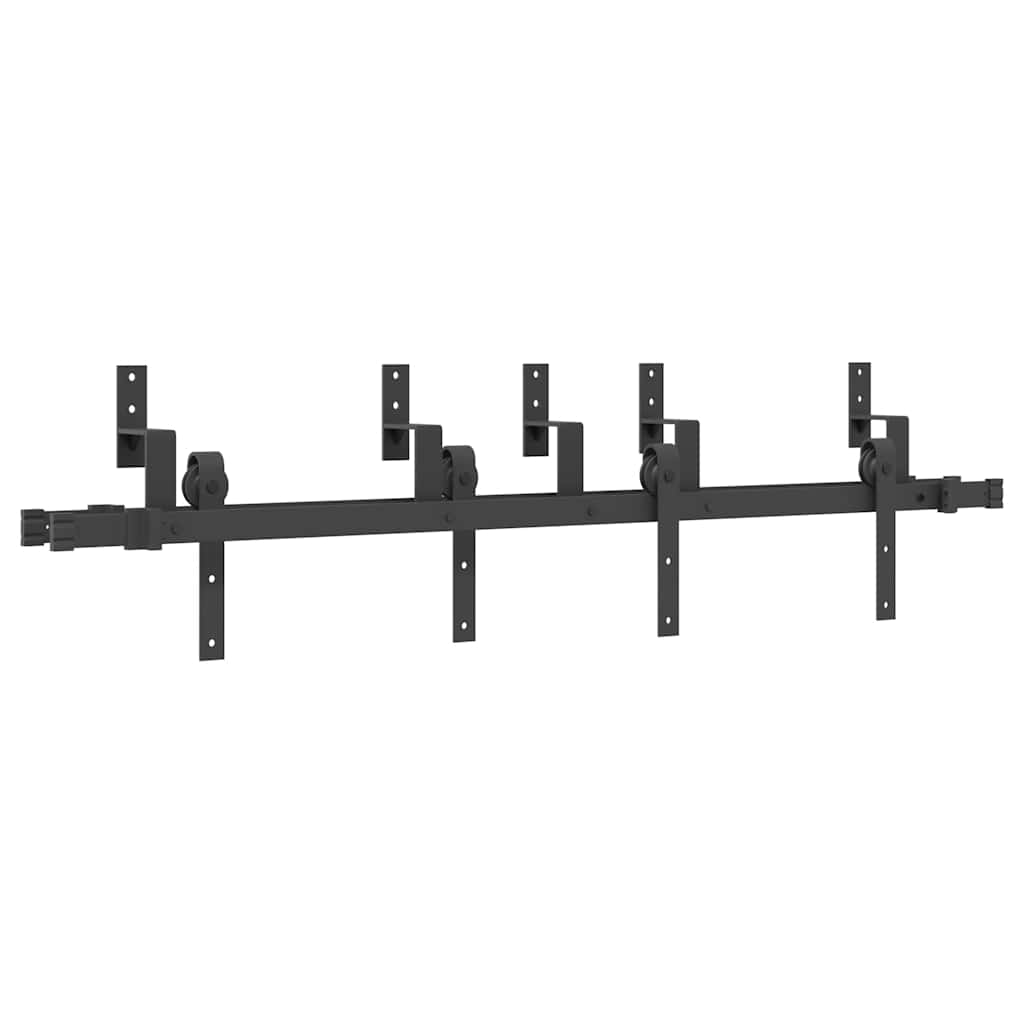 Kit di Binari per Porte Scorrevoli 152,5 cm Acciaio Nero