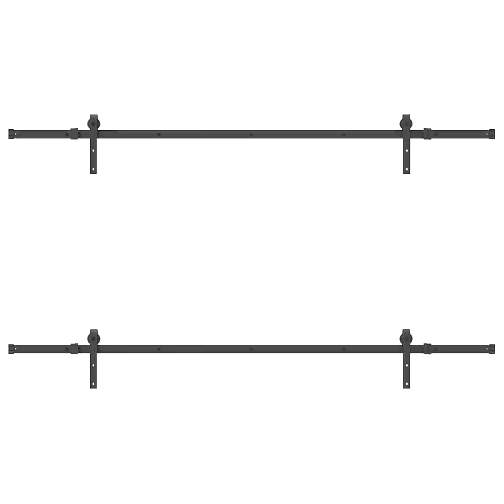 Kit di Binari per Porte Scorrevoli 213,5 cm Acciaio Nero