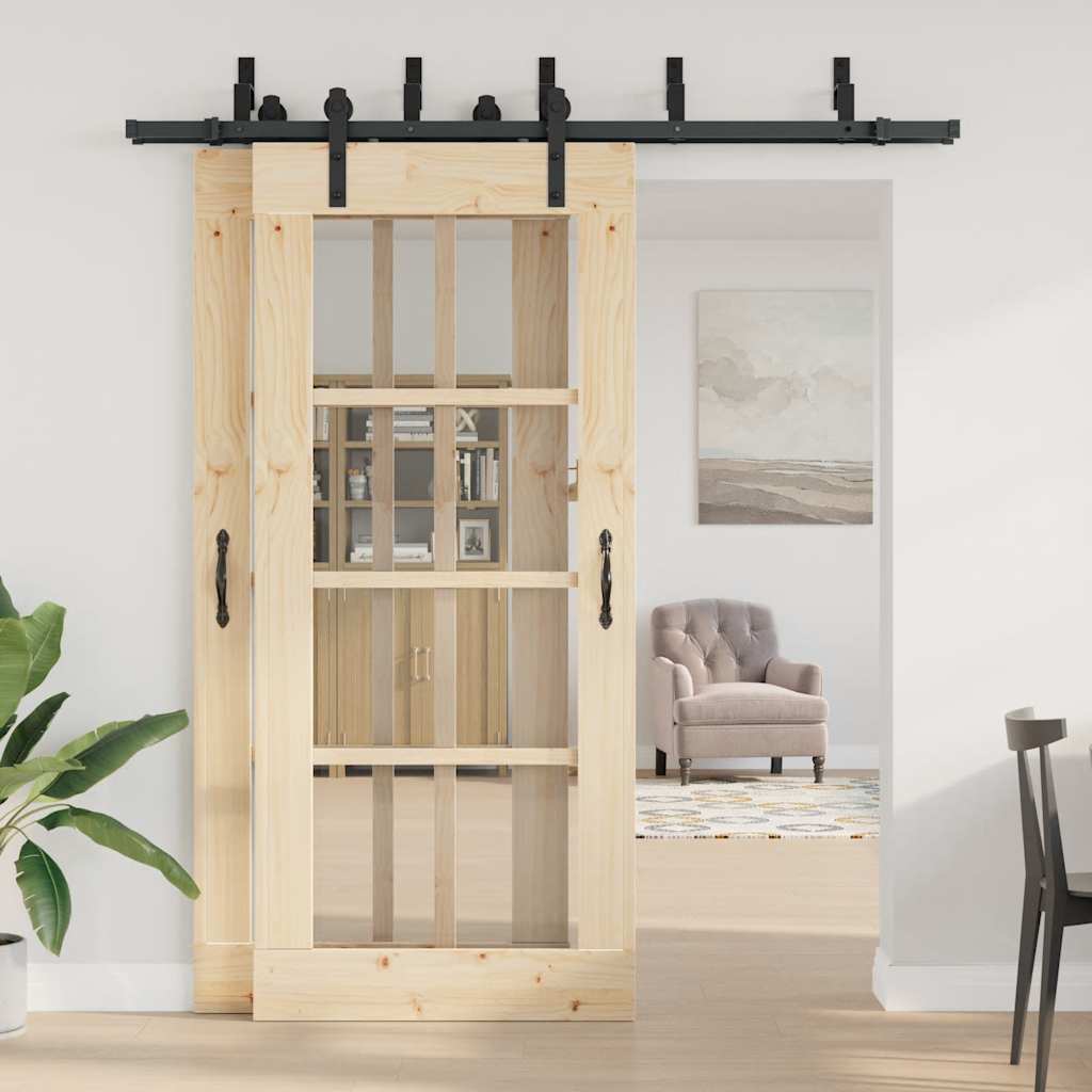 Kit di Binari per Porte Scorrevoli 200 cm Acciaio Nero