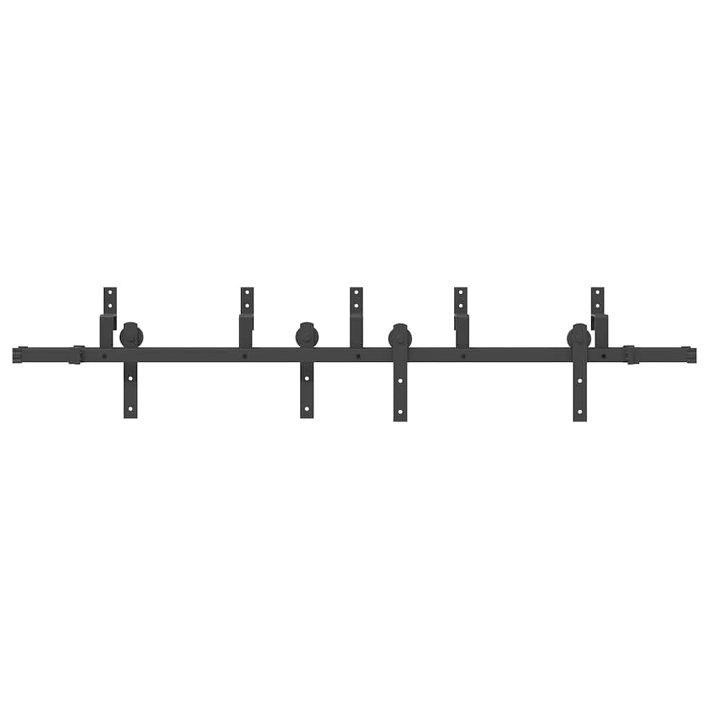 Kit di Binari per Porte Scorrevoli 200 cm Acciaio Nero