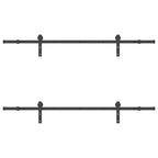 Kit di Binari per Porte Scorrevoli 200 cm Acciaio Nero