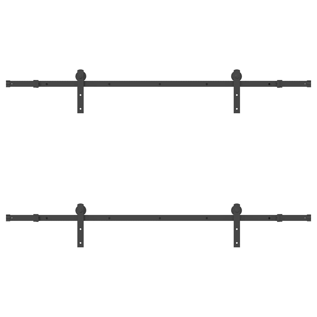 Kit di Binari per Porte Scorrevoli 200 cm Acciaio Nero