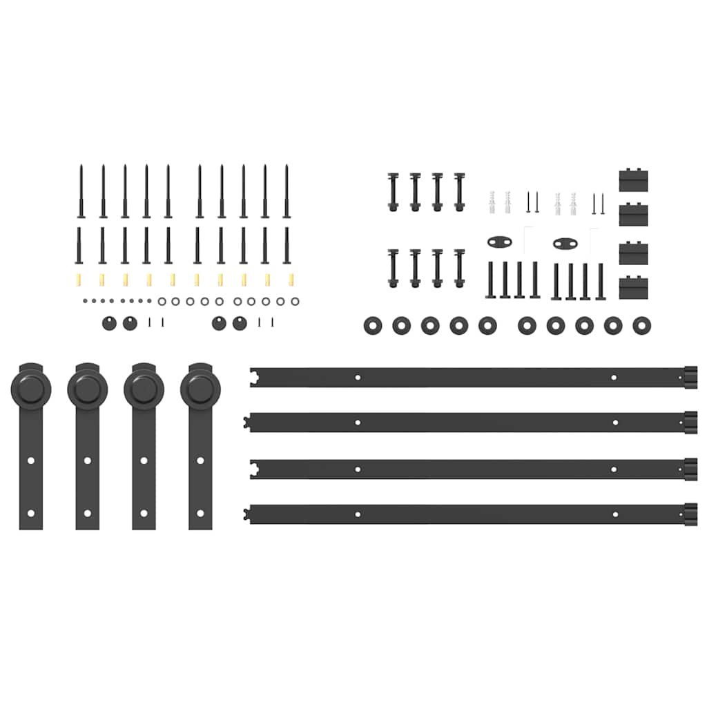 Kit di Binari per Porte Scorrevoli 200 cm Acciaio Nero