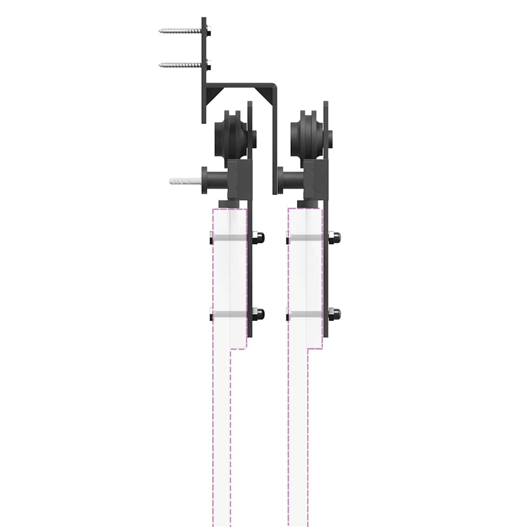 Kit di Binari per Porte Scorrevoli 200 cm Acciaio Nero