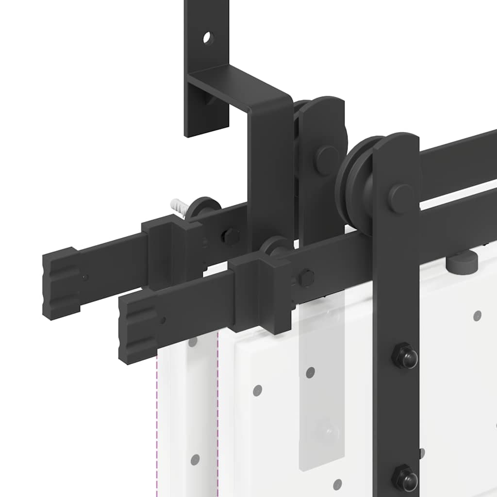 Kit di Binari per Porte Scorrevoli 200 cm Acciaio Nero