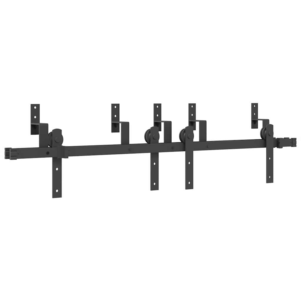 Kit di Binari per Porte Scorrevoli 152,5 cm Acciaio Nero