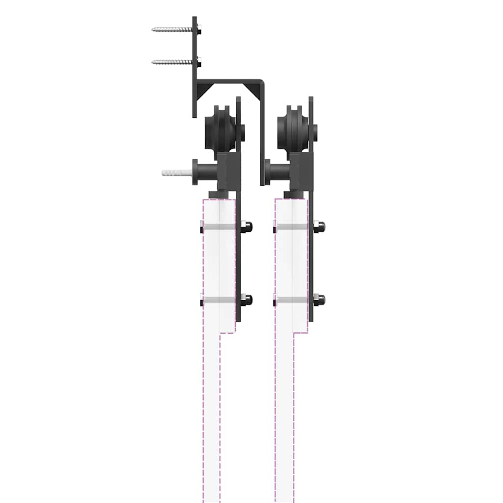 Kit di Binari per Porte Scorrevoli 152,5 cm Acciaio Nero