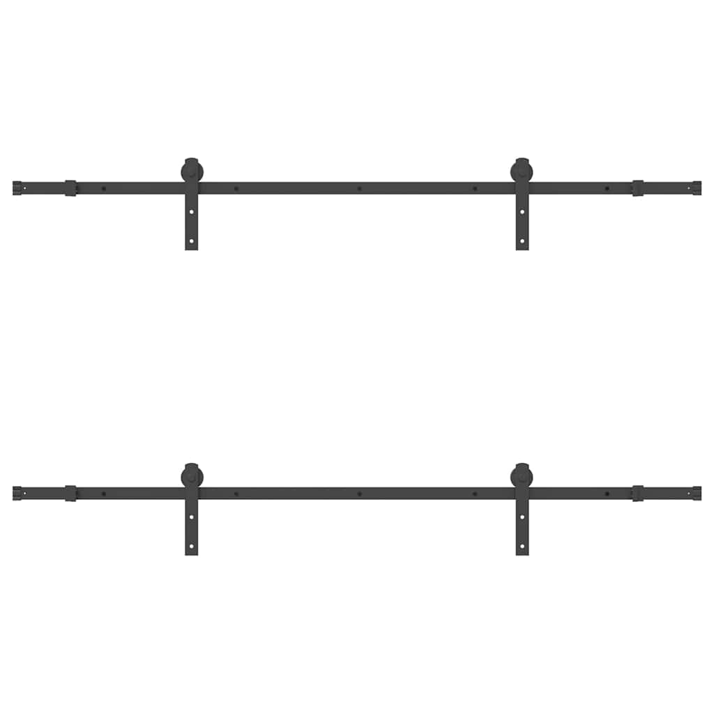 Kit di Binari per Porte Scorrevoli 213,5 cm Acciaio Nero