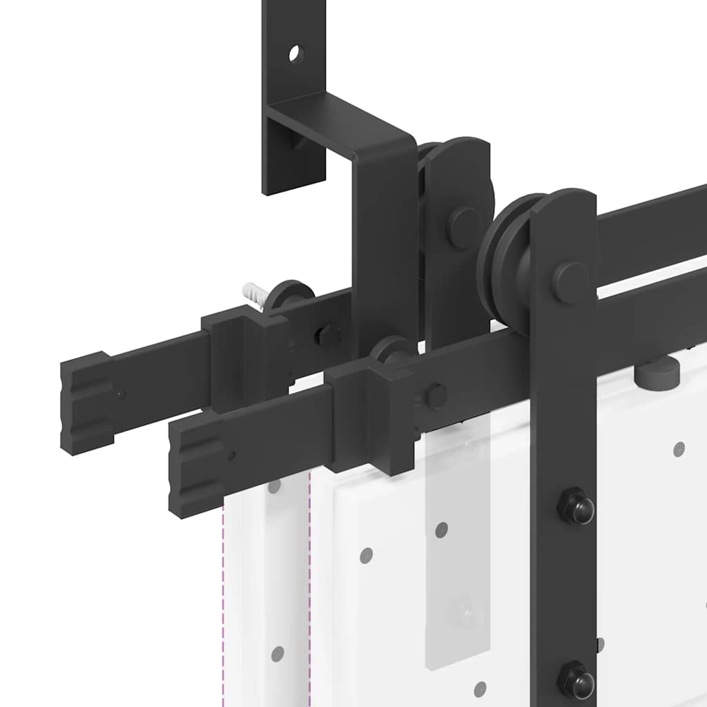 Kit di Binari per Porte Scorrevoli 213,5 cm Acciaio Nero
