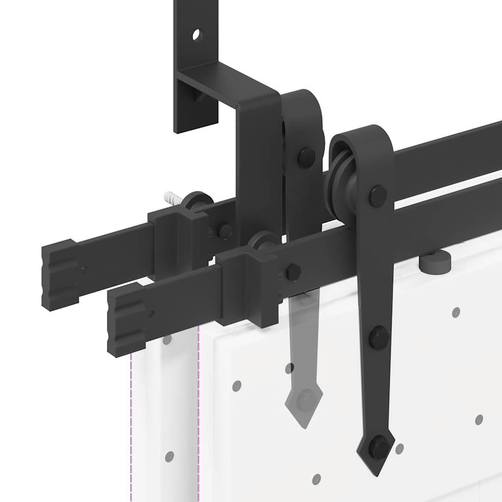 Kit di Binari per Porte Scorrevoli 213,5 cm Acciaio Nero