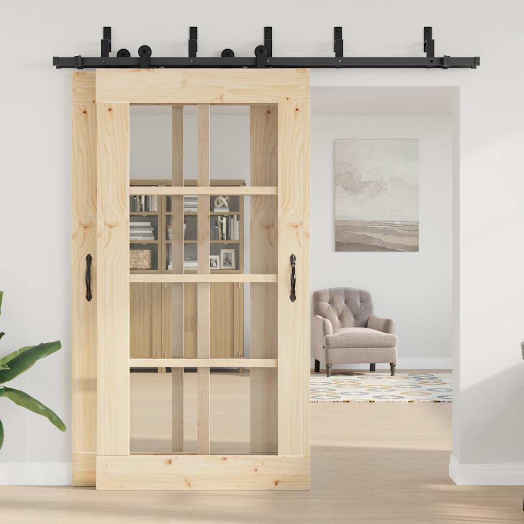 Kit di Binari per Porte Scorrevoli 213,5 cm Acciaio Nero