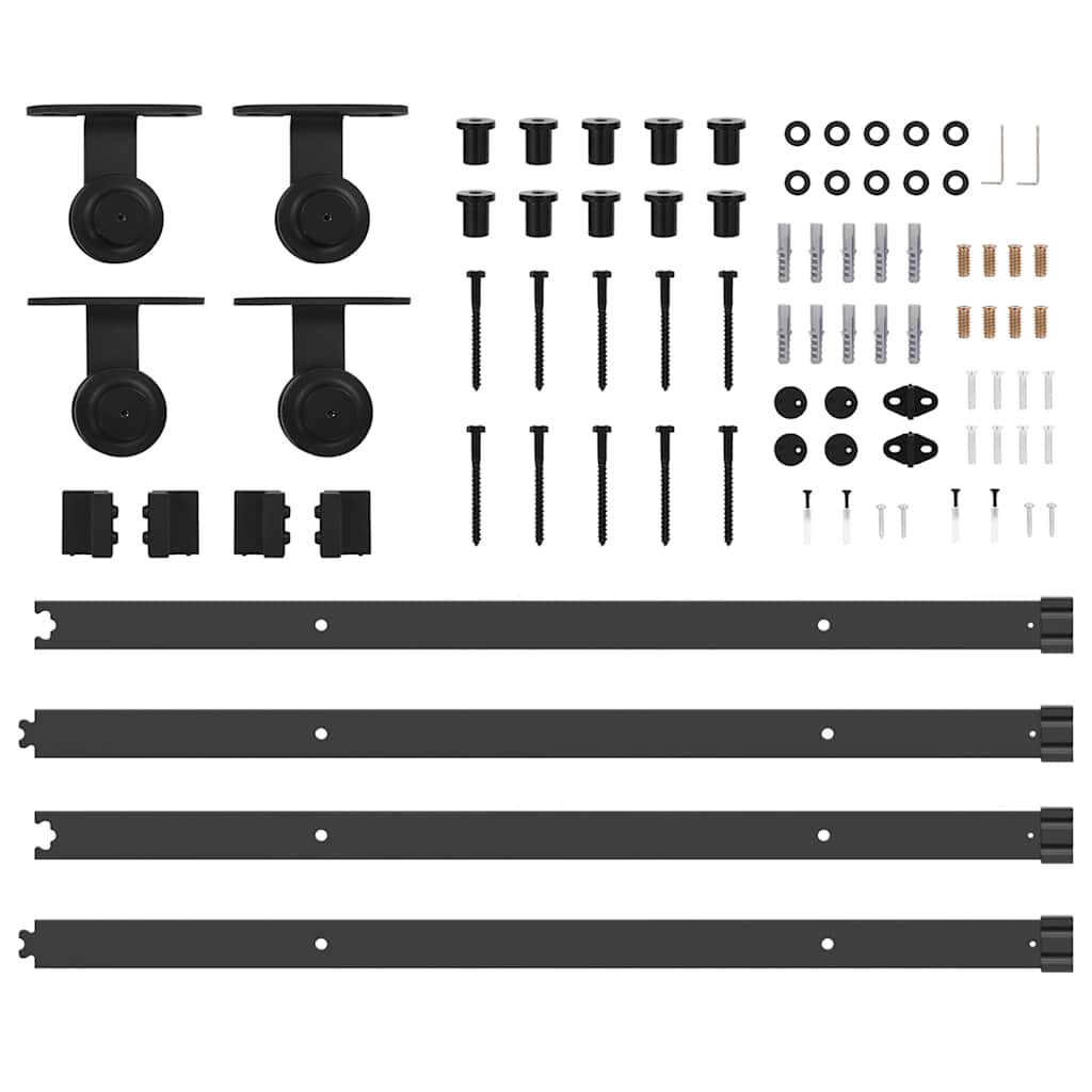 Kit di Binari per Porte Scorrevoli 213,5 cm Acciaio Nero