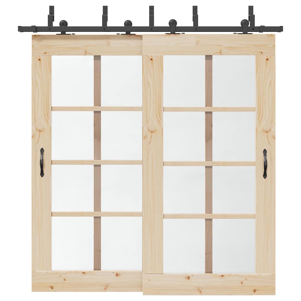 Kit di Binari per Porte Scorrevoli 213,5 cm Acciaio Nero