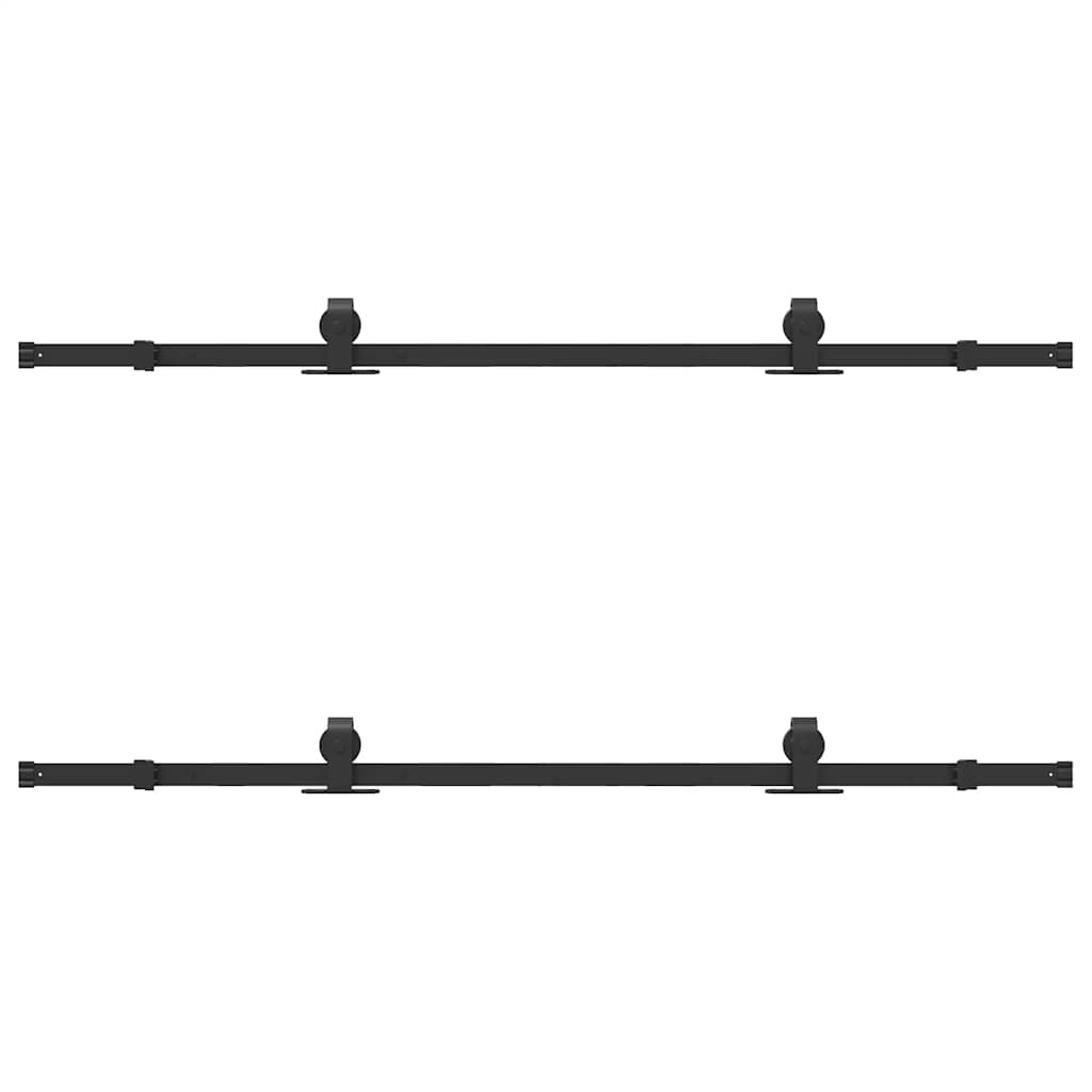 Kit di Binari per Porte Scorrevoli 183 cm Acciaio Nero