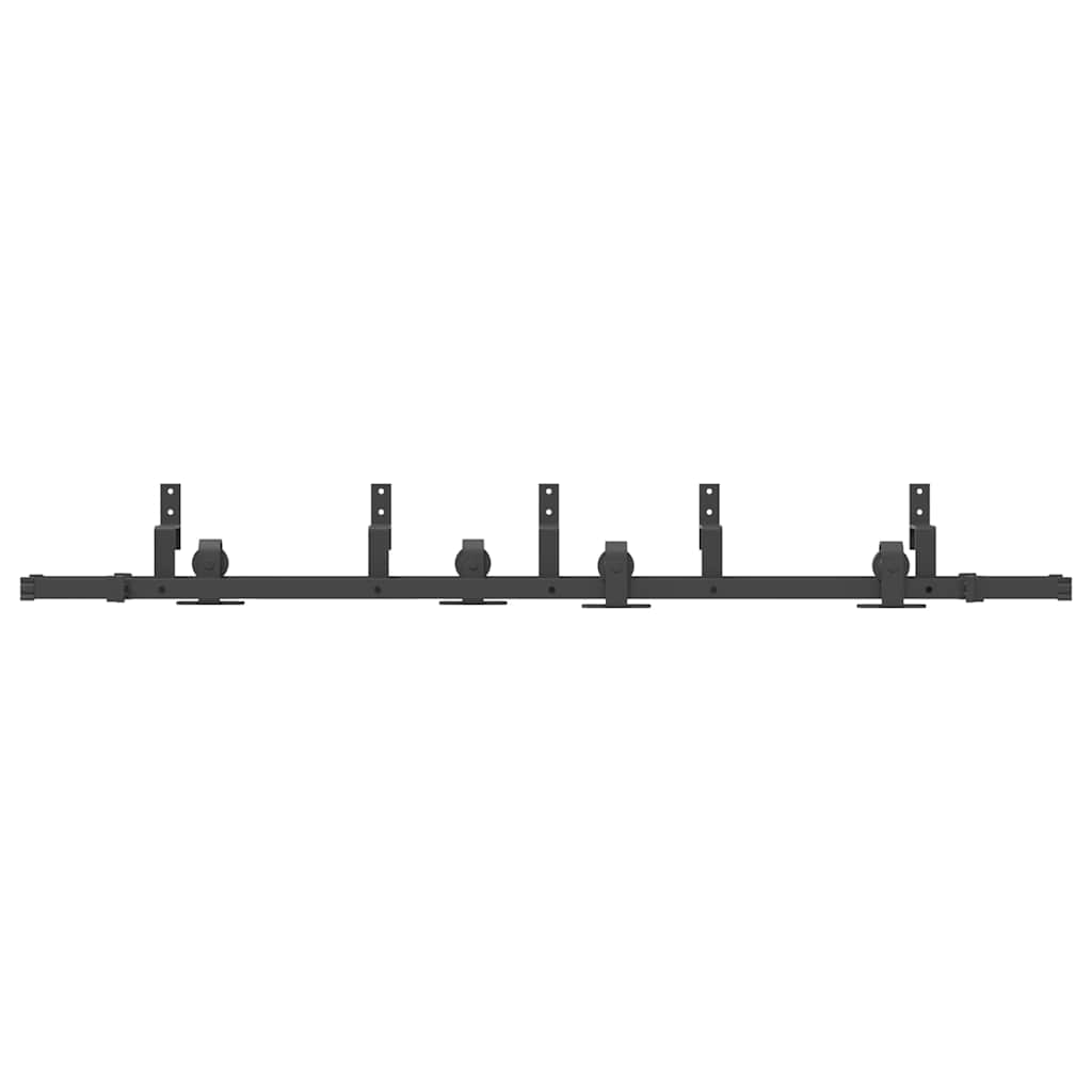 Kit di Binari per Porte Scorrevoli 200 cm Acciaio Nero