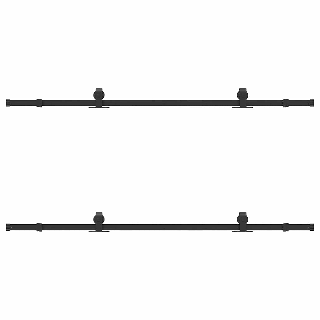 Kit di Binari per Porte Scorrevoli 200 cm Acciaio Nero