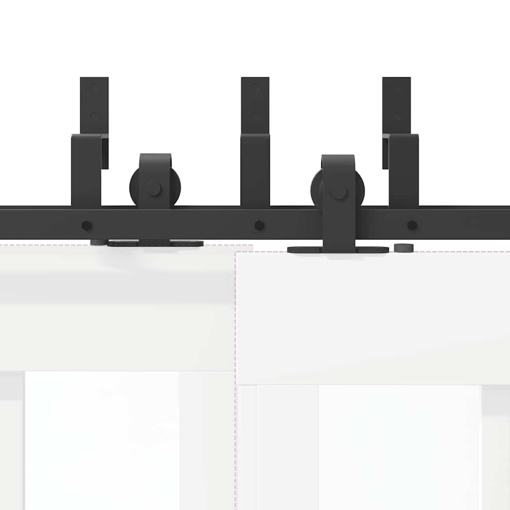 Kit di Binari per Porte Scorrevoli 213,5 cm Acciaio Nero