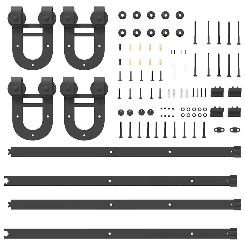 Kit di Binari per Porte Scorrevoli 183 cm Acciaio Nero