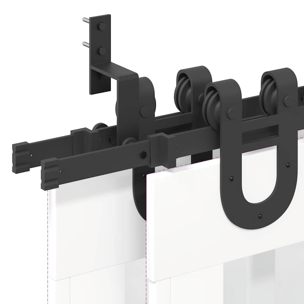 Kit di Binari per Porte Scorrevoli 183 cm Acciaio Nero