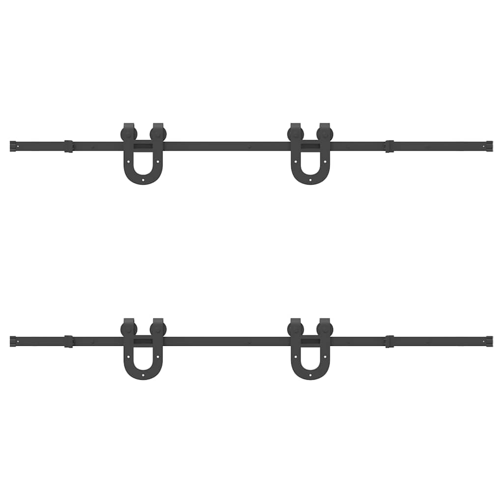 Kit di Binari per Porte Scorrevoli 200 cm Acciaio Nero