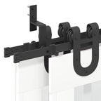 Kit di Binari per Porte Scorrevoli 200 cm Acciaio Nero
