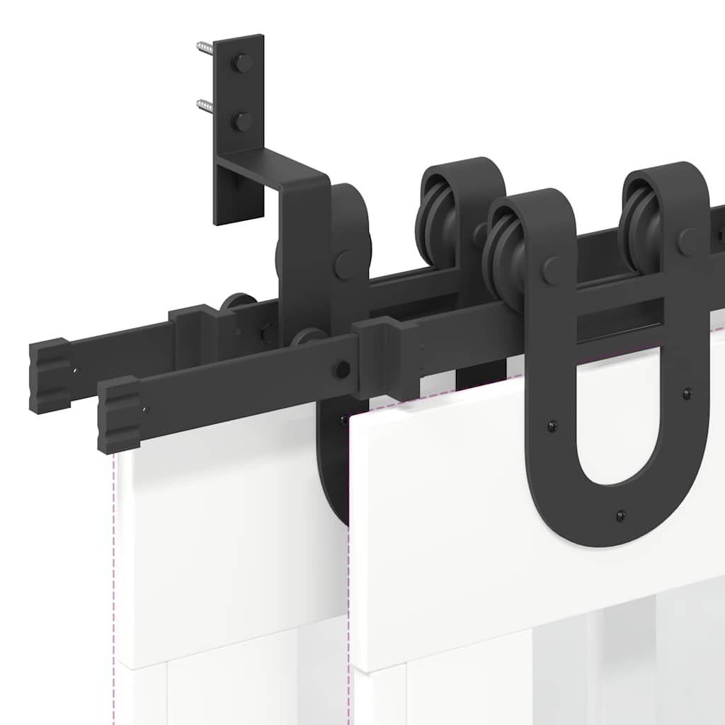 Kit di Binari per Porte Scorrevoli 200 cm Acciaio Nero