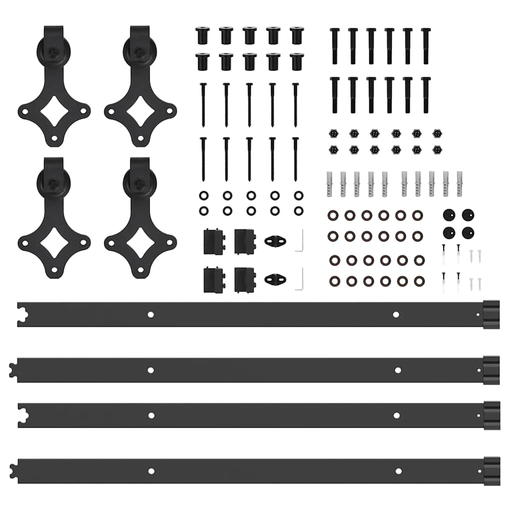 Kit di Binari per Porte Scorrevoli 152,5 cm Acciaio Nero