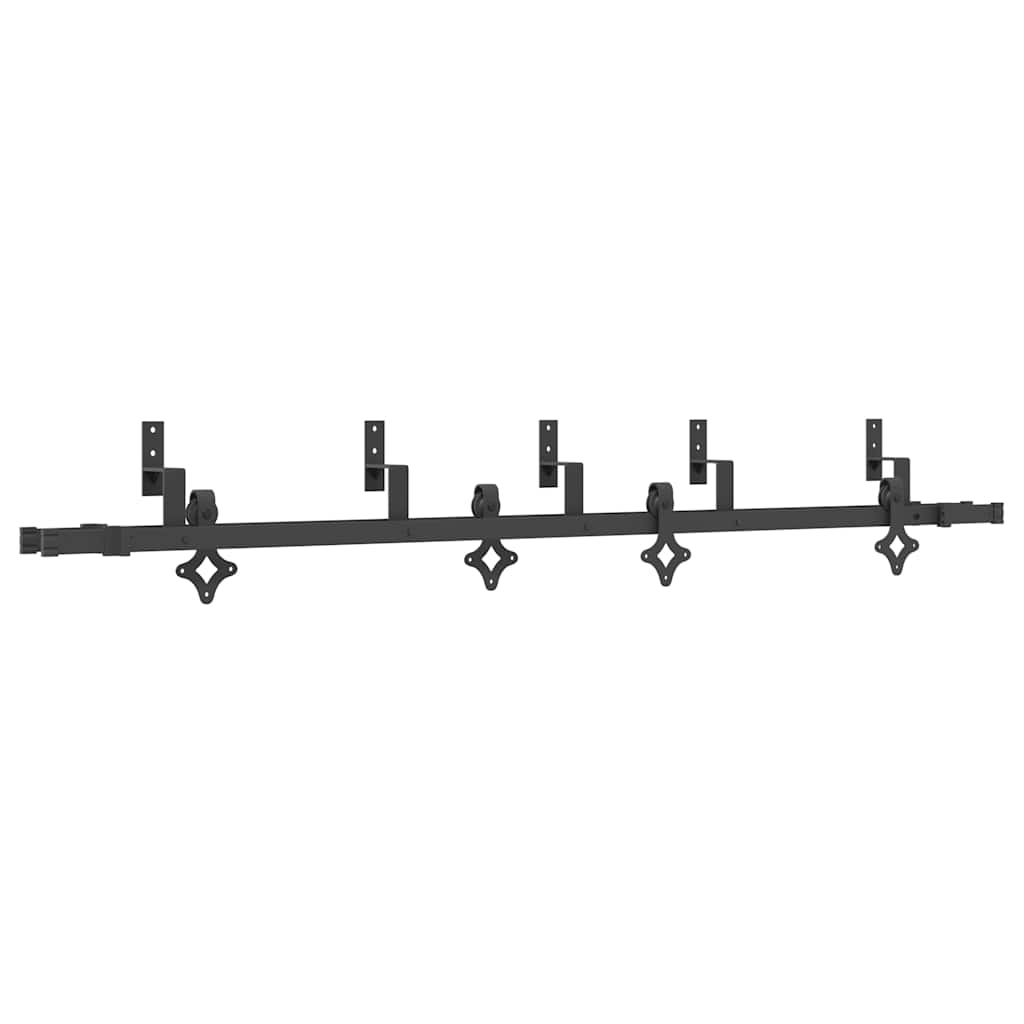 Kit di Binari per Porte Scorrevoli 213,5 cm Acciaio Nero