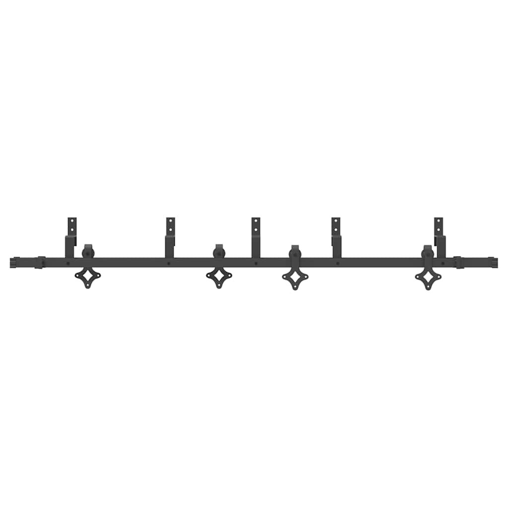 Kit di Binari per Porte Scorrevoli 213,5 cm Acciaio Nero