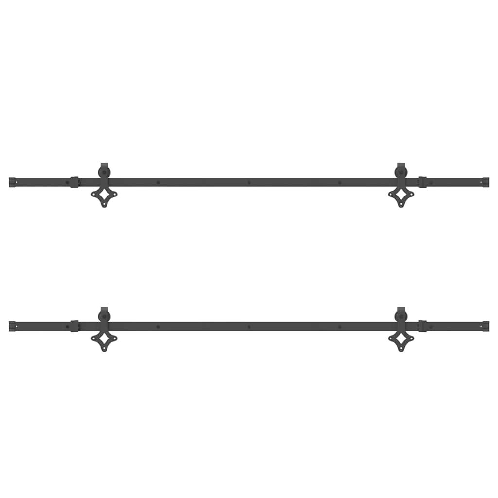 Kit di Binari per Porte Scorrevoli 213,5 cm Acciaio Nero