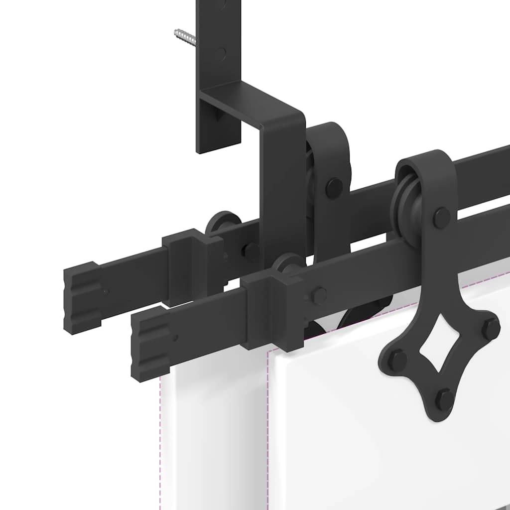 Kit di Binari per Porte Scorrevoli 213,5 cm Acciaio Nero