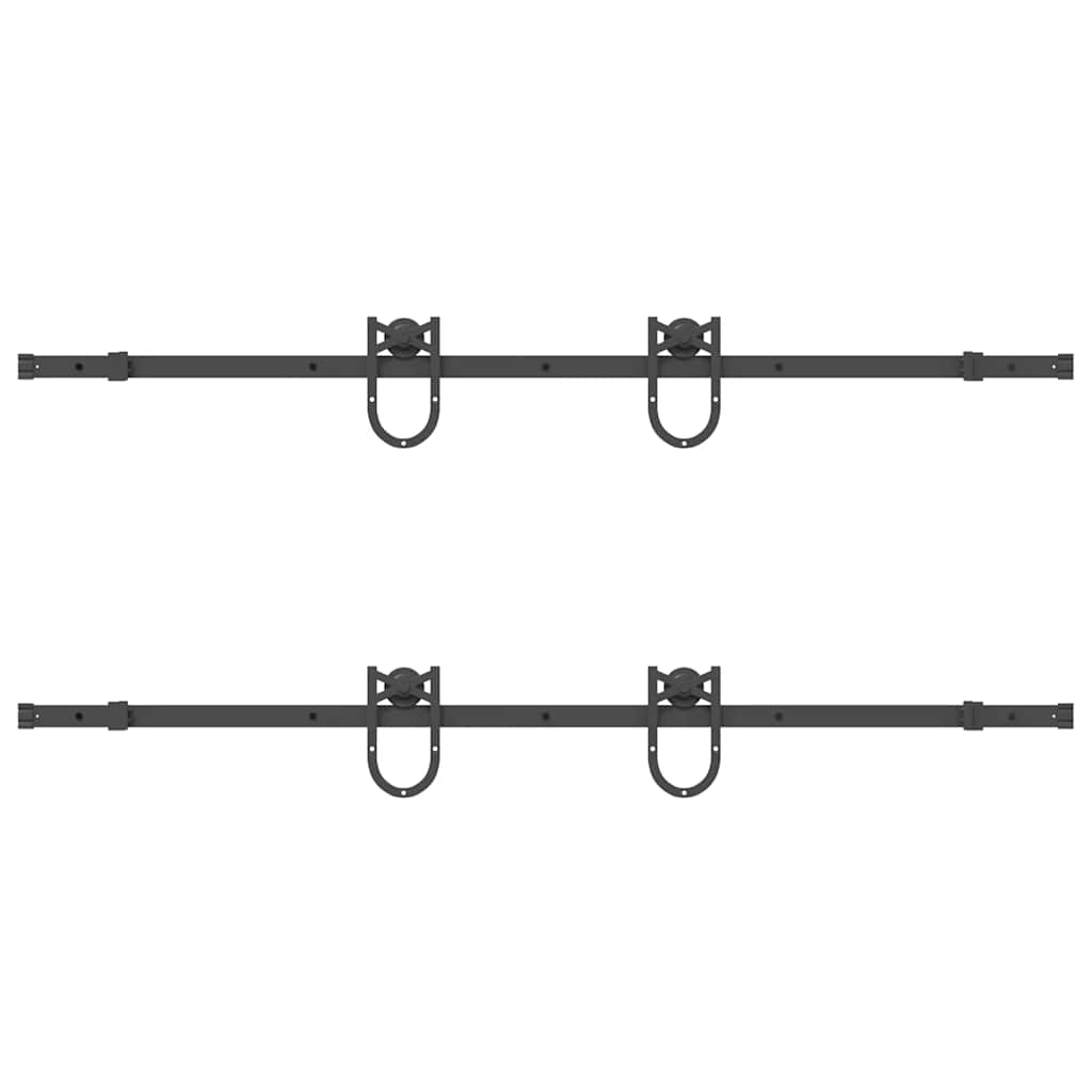 Kit di Binari per Porte Scorrevoli 183 cm Acciaio Nero