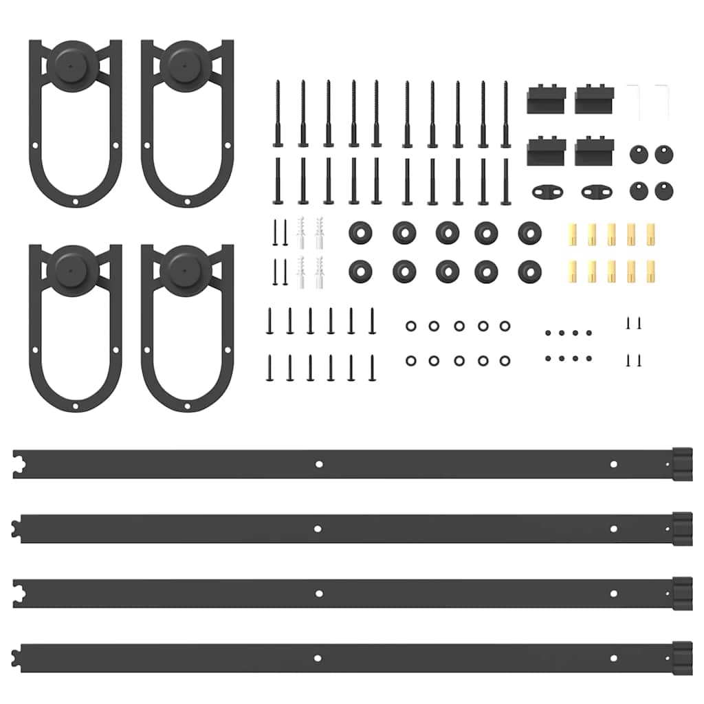 Kit di Binari per Porte Scorrevoli 183 cm Acciaio Nero