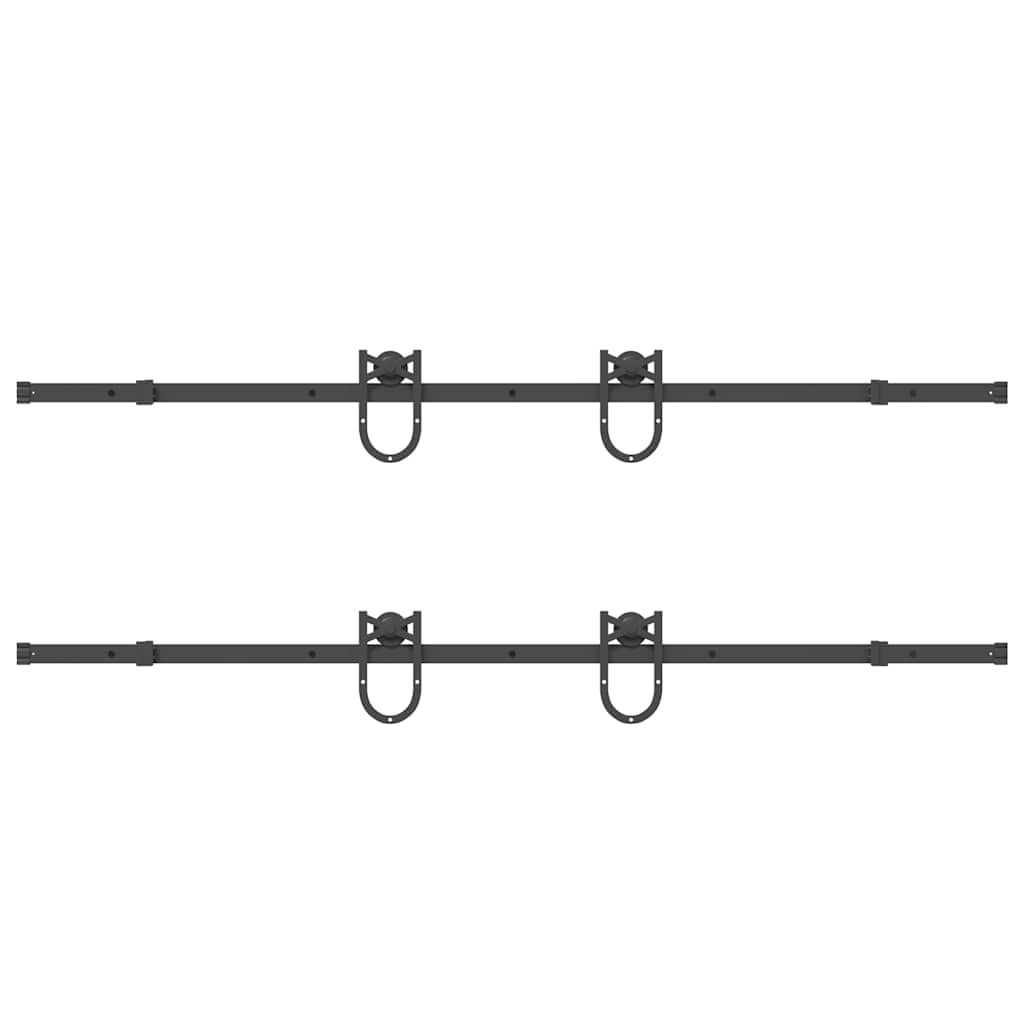 Kit di Binari per Porte Scorrevoli 200 cm Acciaio Nero