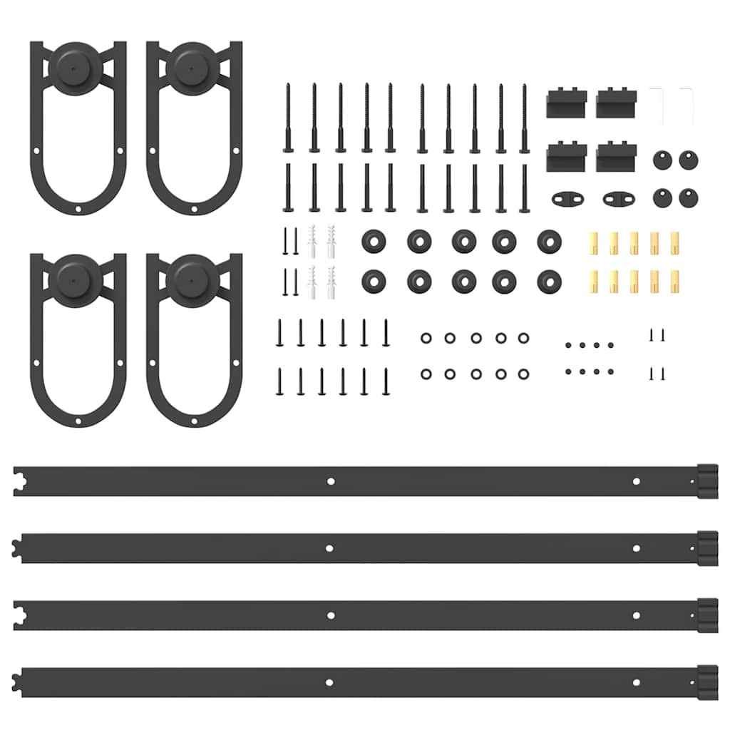 Kit di Binari per Porte Scorrevoli 200 cm Acciaio Nero
