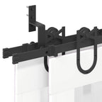 Kit di Binari per Porte Scorrevoli 200 cm Acciaio Nero