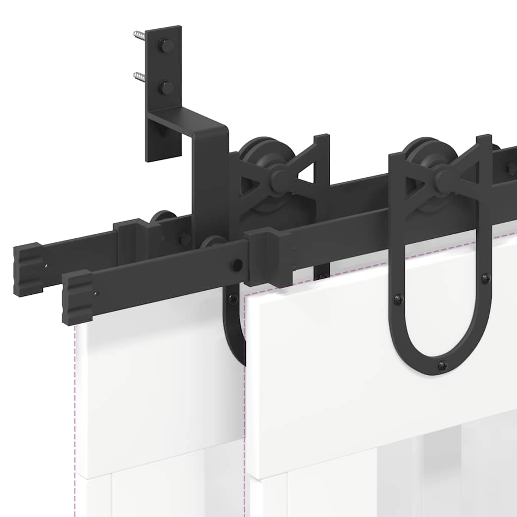 Kit di Binari per Porte Scorrevoli 200 cm Acciaio Nero