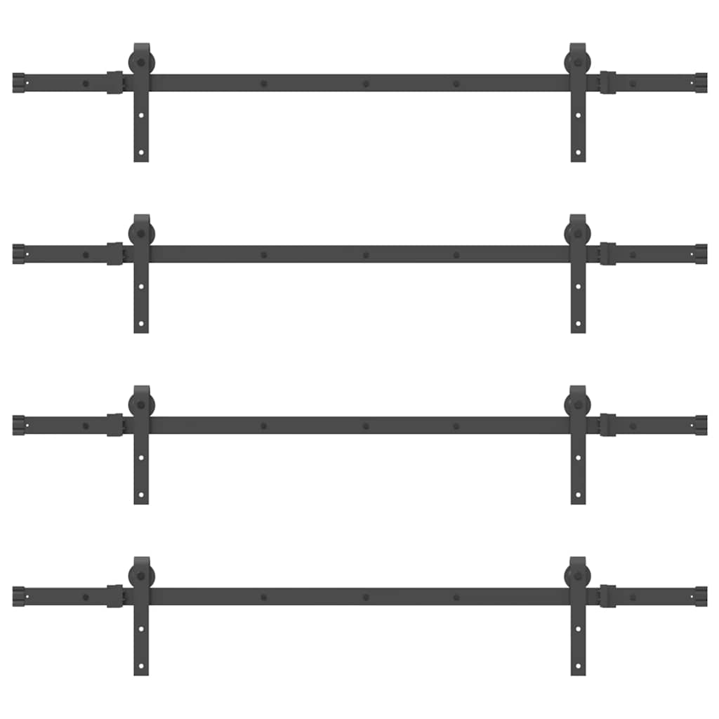 Kit di Binari per Porte Scorrevoli 305 cm Acciaio Nero