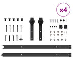 Kit di Binari per Porte Scorrevoli 305 cm Acciaio Nero