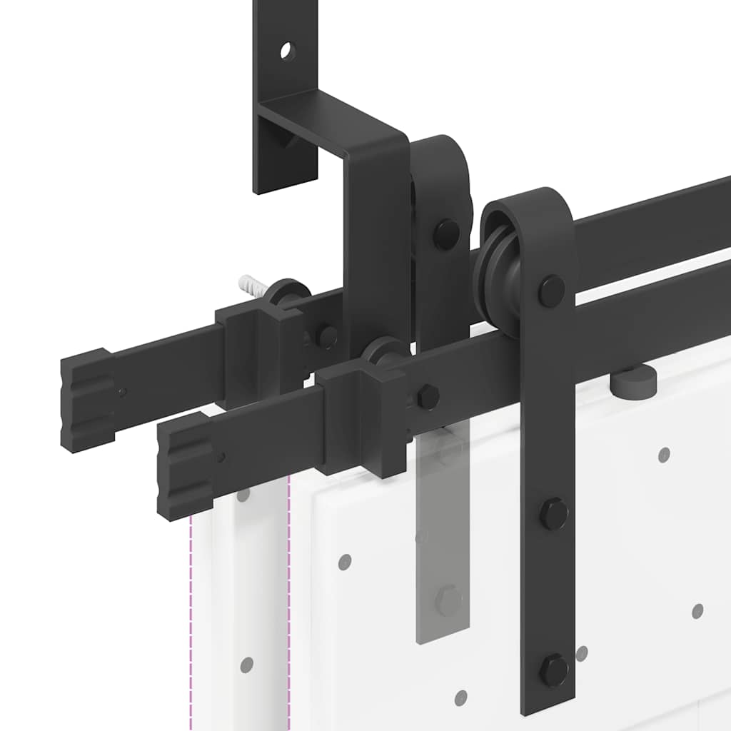 Kit di Binari per Porte Scorrevoli 305 cm Acciaio Nero