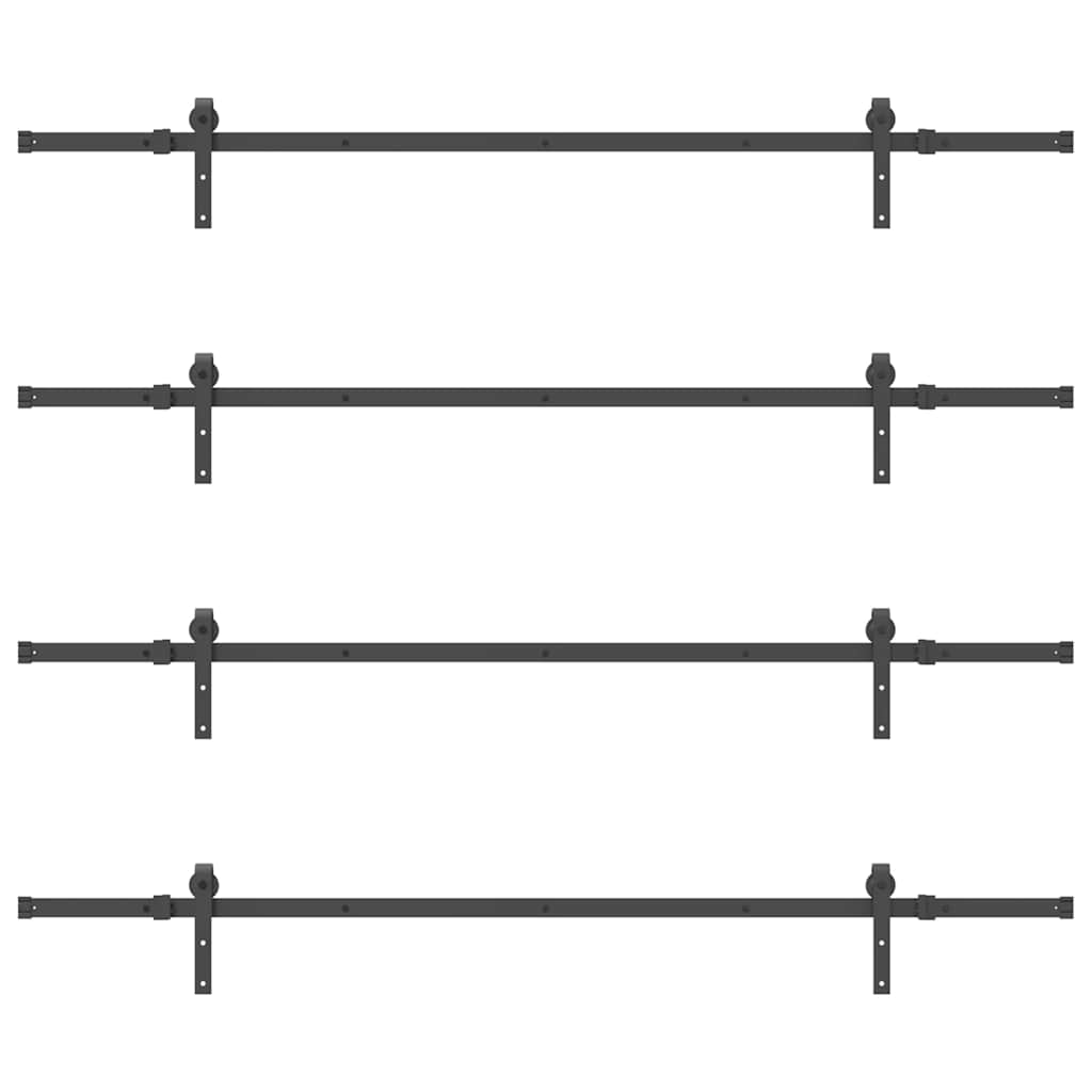 Kit di Binari per Porte Scorrevoli 427 cm Acciaio Nero
