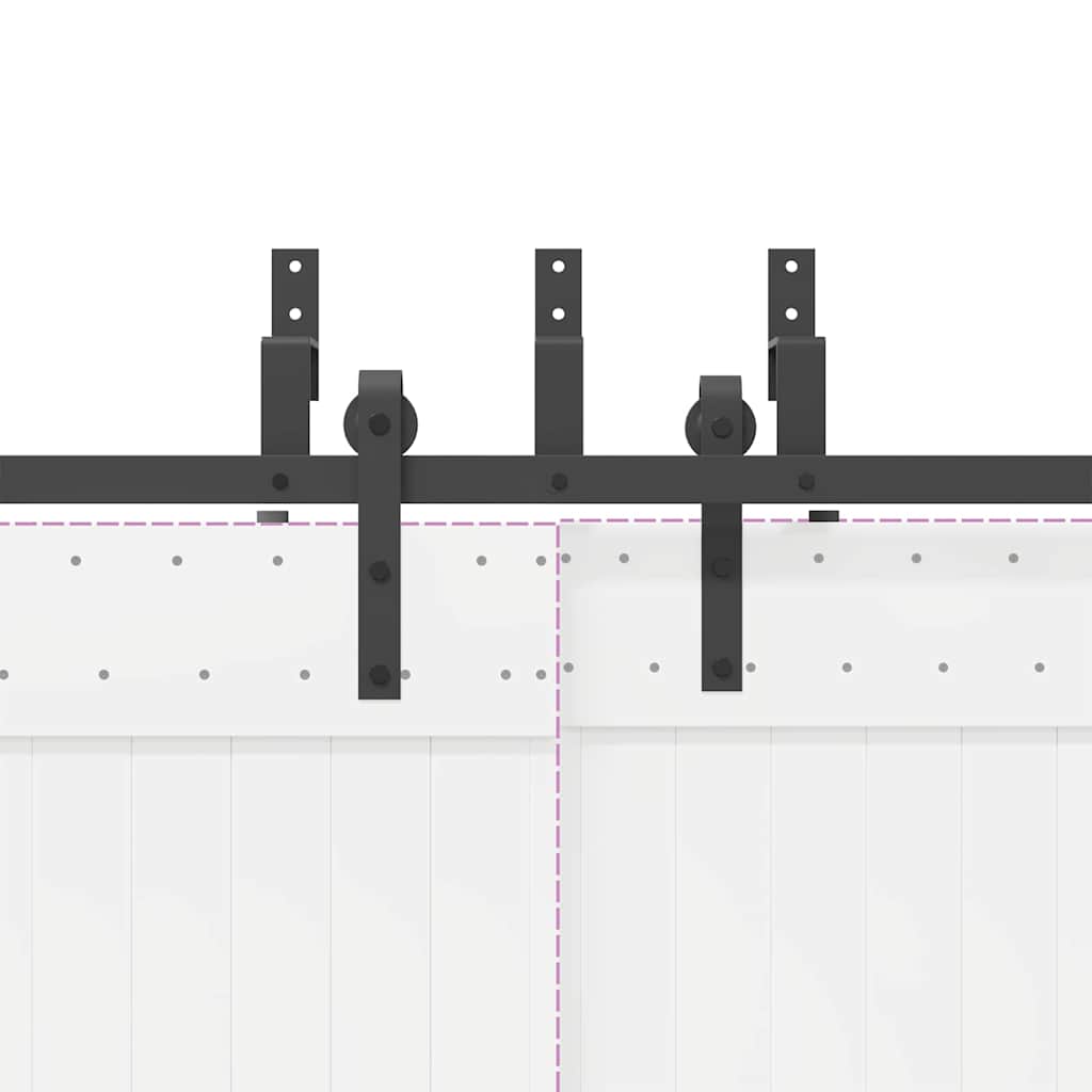Kit di Binari per Porte Scorrevoli 427 cm Acciaio Nero